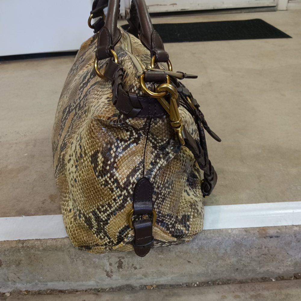 Ralph Lauren Python Pattern Bag With Dark Brown T… - image 4